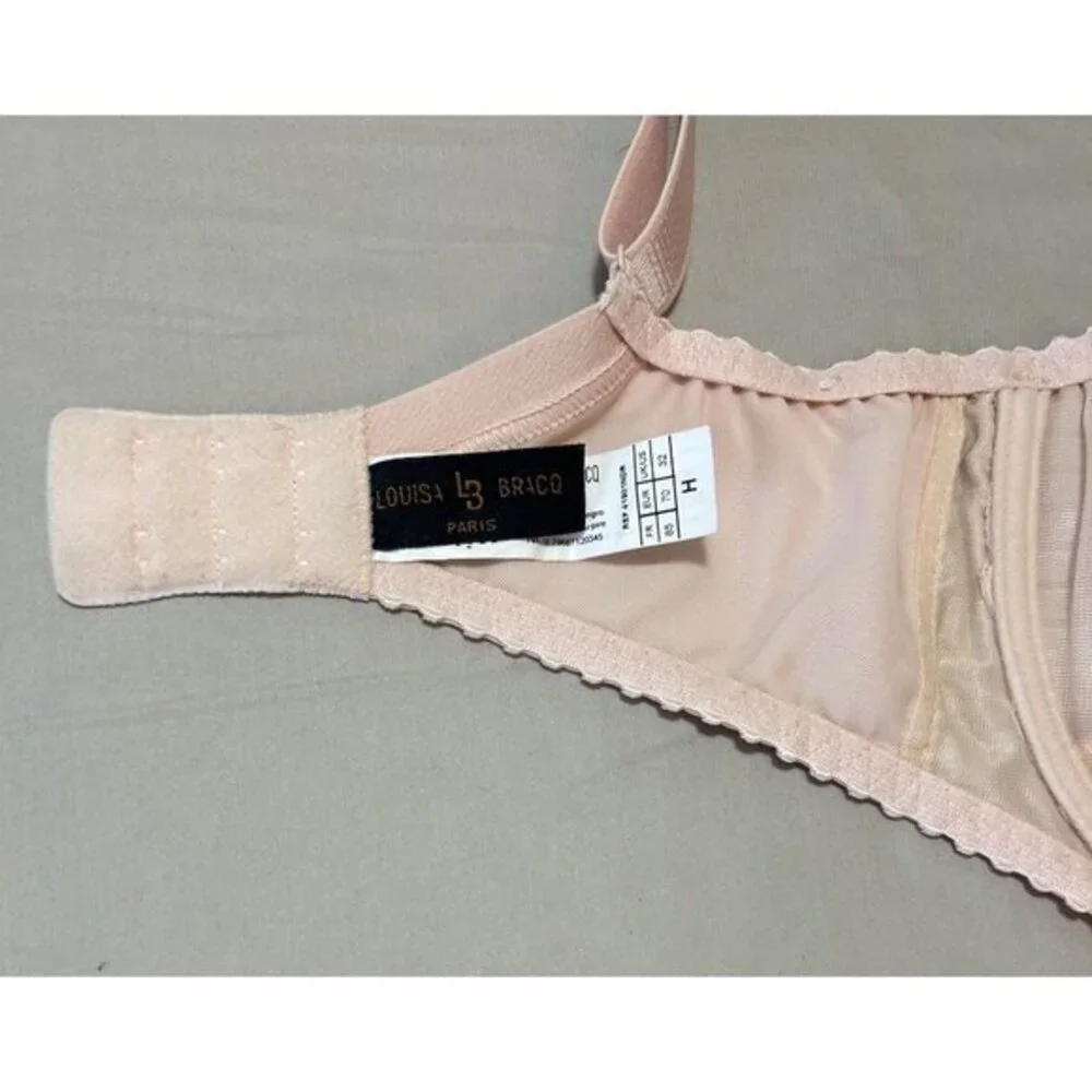 Louisa Bracq Paris Women's Underwire‎ Blush Pink Lace Bra Size 32 H